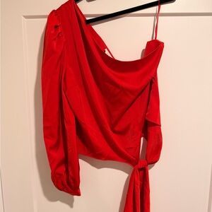 MAJORELLE x Anthropologie One Shoulder Wrap Top Red Size M